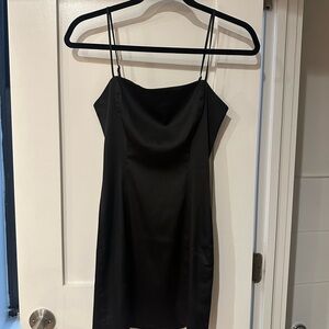 Sunday Best Shimmer Satin Dress in Black, Size 0